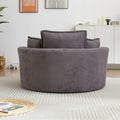 52' Swivel Accent Barrel Modern Grey Sofa Lounge Club Big Round Chair With Storage Ottoman Chenille Fabric For Living Room Hotel With 4 Pillows Grey Foam Chenille