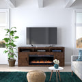 Sausalito 78 Inch Electric Fireplace Tv Stand Console For Tvs Up To 95 Inches, Minimal Assembly, Whiskey Finish Electric Brown Primary Living Space Alder Yes Insert Electric 41 50 No Brown 400 Vent Free Lodge,Modern,Rustic,Transitional Wood