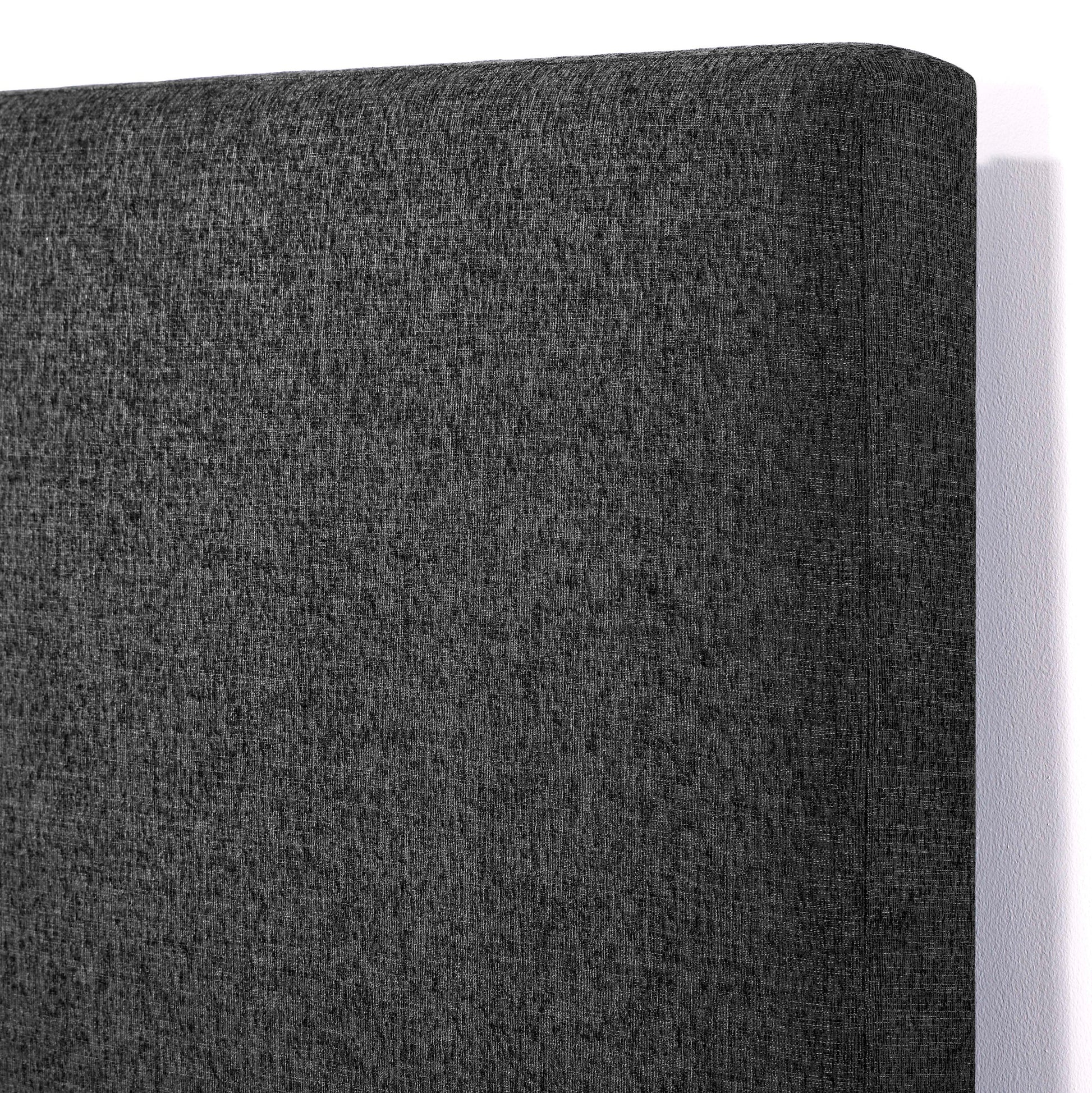 King Size Charcoal Grey Upholstered Platform Bed Box Spring Required King Grey Wood Bedroom Contemporary,Modern,Transitional Bed Frame Foam Polyester Polyester