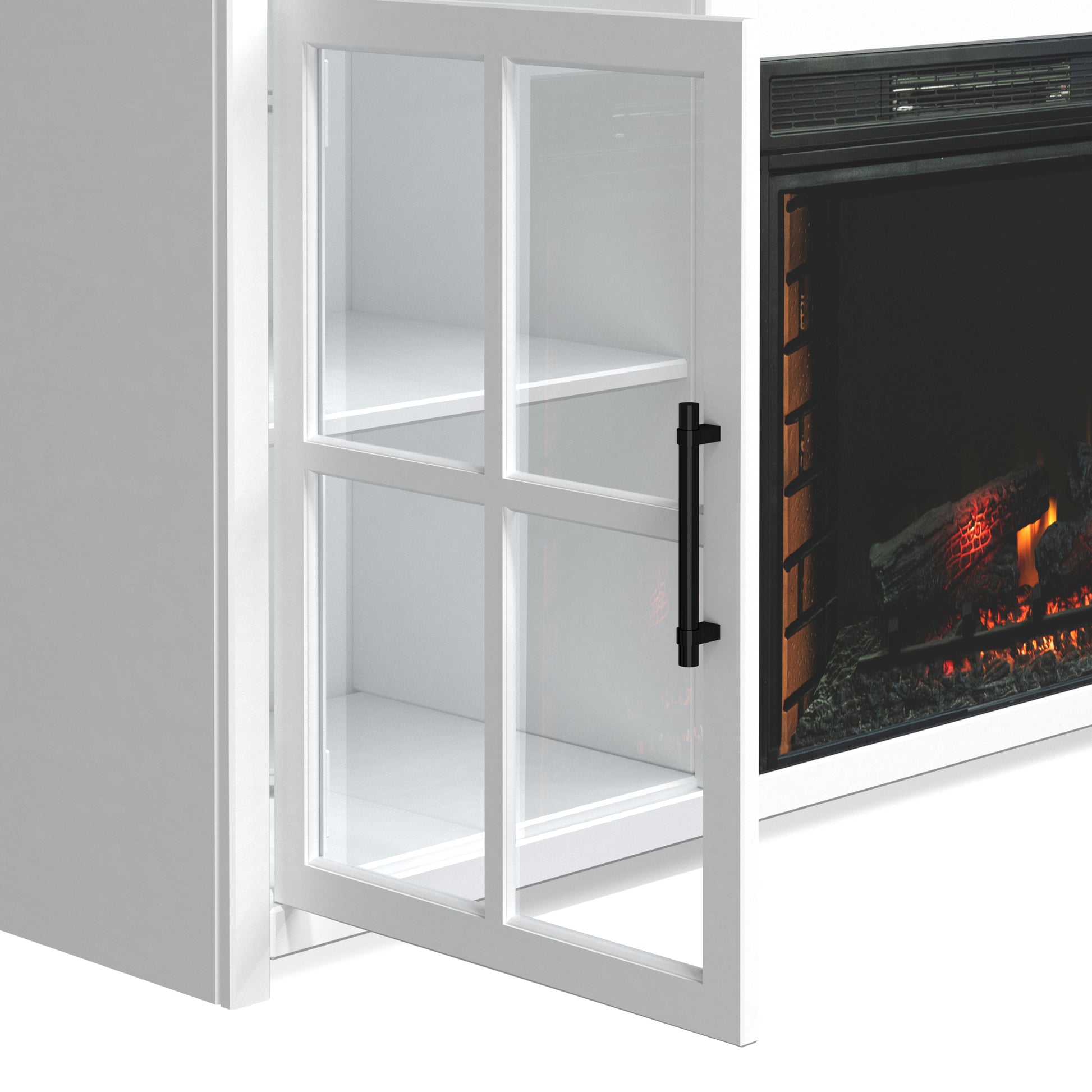 Hampton 74 Inch Fireplace Tv Stand Console For Tvs Up To 85 Inches, Minimal Assembly, Jasmine Whitewash And Barnwood Finish Electric White Primary Living Space Poplar Yes Insert Electric Up To 40 No White 400 Vent Free Coastal,Farmhouse Wood