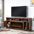 Sausalito 78 Inch Electric Fireplace Tv Stand Console For Tvs Up To 95 Inches, Minimal Assembly, Whiskey Finish Electric Brown Primary Living Space Alder Yes Insert Electric 41 50 No Brown 400 Vent Free Lodge,Modern,Rustic,Transitional Wood