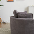 52' Swivel Accent Barrel Modern Grey Sofa Lounge Club Big Round Chair With Storage Ottoman Chenille Fabric For Living Room Hotel With 4 Pillows Grey Foam Chenille