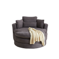 52' Swivel Accent Barrel Modern Grey Sofa Lounge Club Big Round Chair With Storage Ottoman Chenille Fabric For Living Room Hotel With 4 Pillows Grey Foam Chenille