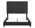Queen Size Charcoal Grey Upholstered Platform Bed Box Spring Required Queen Grey Wood Bedroom Contemporary,Modern,Transitional Bed Frame Foam Polyester Polyester