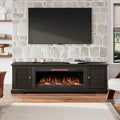 Topanga 83 Inch Electric Fireplace Tv Console For Tvs Up To 95 Inches, Minimal Assembly, C Finish 41 50 Electric No Black 400 Vent Free Primary Living Space Coastal,Rustic,Transitional Oak Yes Insert Wood Electric