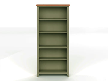 Vineyard 72 Inch High 5 Shelf Bookcase, No Assembly Required, Sage Green And Fruitwood Finish 5 Green Standard Horizontal Office Closed Back Wood Coastal,Farmhouse Poplar Wood