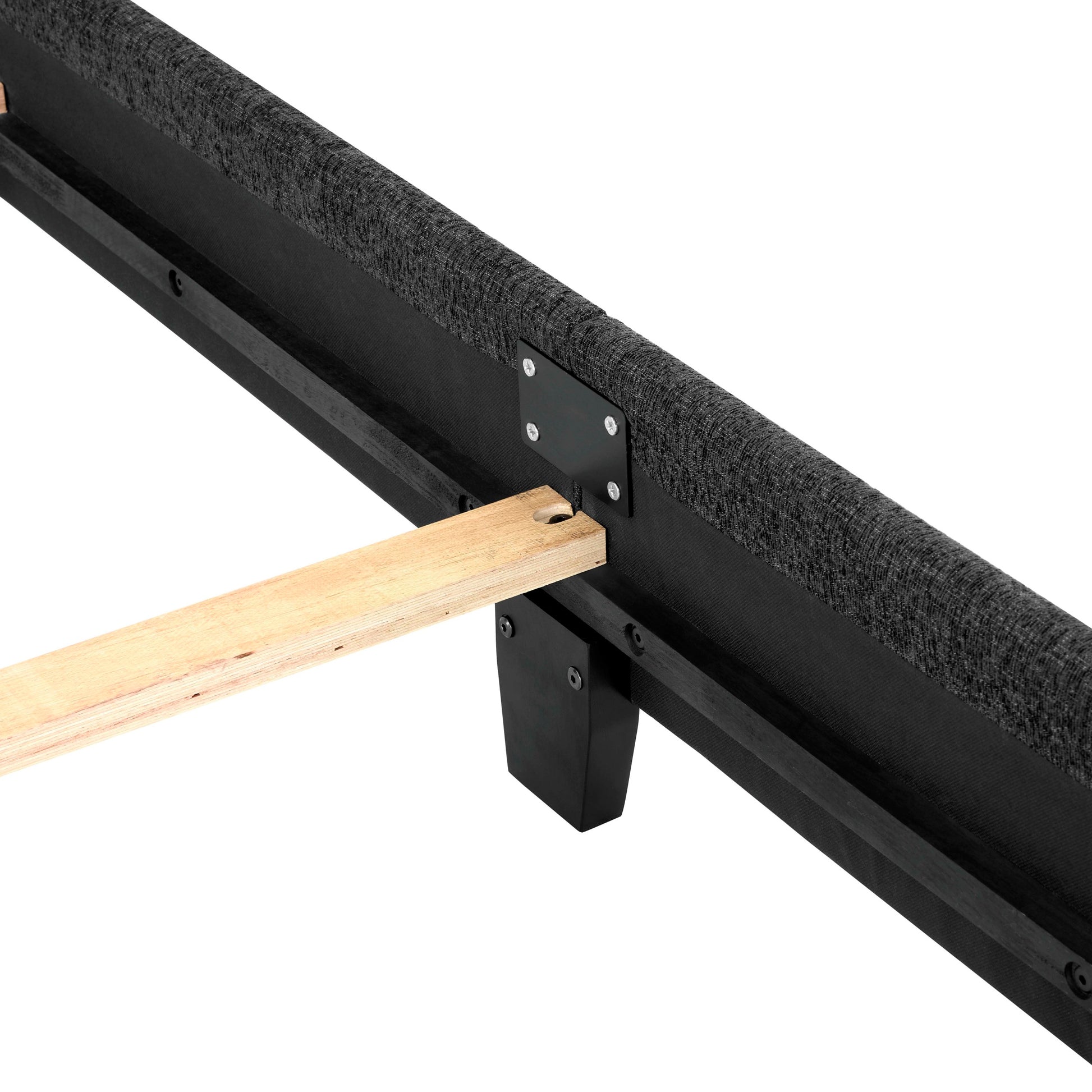 King Size Charcoal Grey Upholstered Platform Bed Box Spring Required King Grey Wood Bedroom Contemporary,Modern,Transitional Bed Frame Foam Polyester Polyester