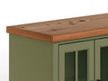 Vineyard 96 Inch Tv Stand Console For Tvs Up To 100 Inches, No Assembly Requried, Sage Green And Fruitwood Finish Green Primary Living Space 90 Inches Or Larger 90 Inches Or Larger Coastal,Farmhouse Poplar 85 Inches Wood