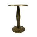 12 Inch Side End Drink Table, Fancy Fluted Base, Round Top, Antique Brass Antique Brass Aluminum