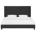King Size Charcoal Grey Upholstered Platform Bed Box Spring Required King Grey Wood Bedroom Contemporary,Modern,Transitional Bed Frame Foam Polyester Polyester