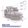52' Swivel Accent Barrel Modern Grey Sofa Lounge Club Big Round Chair With Storage Ottoman Chenille Fabric For Living Room Hotel With 4 Pillows Grey Foam Chenille