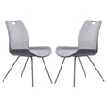 Curved Back Dining Chair With Bucket Design Seat, Set Of 2, Gray Gray Fabric Metal