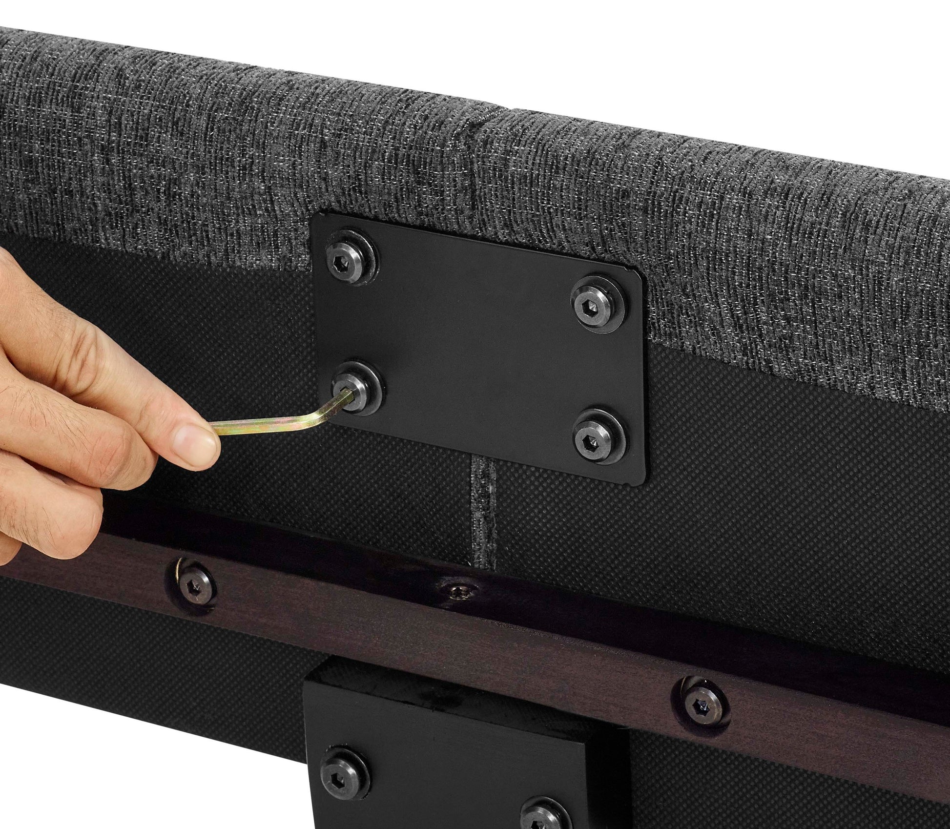 King Size Charcoal Grey Upholstered Platform Bed Box Spring Required King Grey Wood Bedroom Contemporary,Modern,Transitional Bed Frame Foam Polyester Polyester