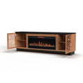 Graceland 86 Inch Fireplace Tv Stand Console For Tvs Up To 100 Inches, Minimal Assembly, Black With Bourbon Finish Electric Brown Primary Living Space Poplar Yes Insert Electric 41 50 No Brown 400 Vent Free Contemporary,Modern,Scandinavian Wood