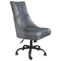 Wooden Frame Swivel Gaming Chair, Gray And Black Black Gray Wood Metal