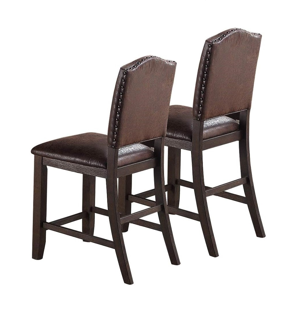 Dining Room Furniture Rustic Espresso Counter Height Table W Storage Base High Chairs 7Pc Counter Ht. Dining Set Rustic Espresso Faux Leather Upholstered Seats Espresso Wood Dining Room Solid Wood Pine Rectangular Dining Table With Chair Upholstered