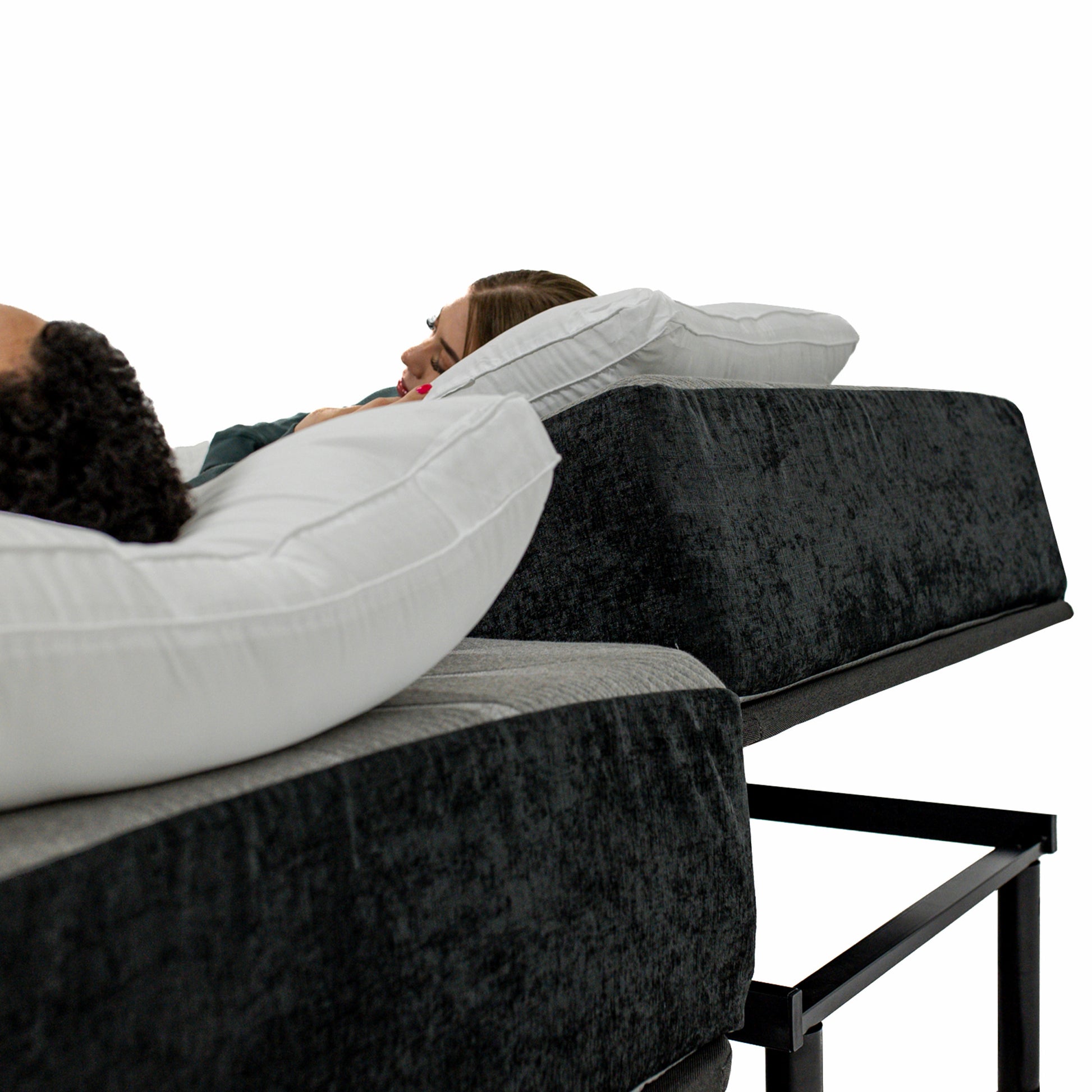King Size Flex Head Quick Assembly Adjustable Bed Frame With Voice Activated Controls Split King Black Steel Steel