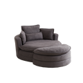 52' Swivel Accent Barrel Modern Grey Sofa Lounge Club Big Round Chair With Storage Ottoman Chenille Fabric For Living Room Hotel With 4 Pillows Grey Foam Chenille