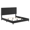 King Size Charcoal Grey Upholstered Platform Bed Box Spring Required King Grey Wood Bedroom Contemporary,Modern,Transitional Bed Frame Foam Polyester Polyester