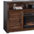 Sausalito 78 Inch Electric Fireplace Tv Stand Console For Tvs Up To 95 Inches, Minimal Assembly, Whiskey Finish Electric Brown Primary Living Space Alder Yes Insert Electric 41 50 No Brown 400 Vent Free Lodge,Modern,Rustic,Transitional Wood
