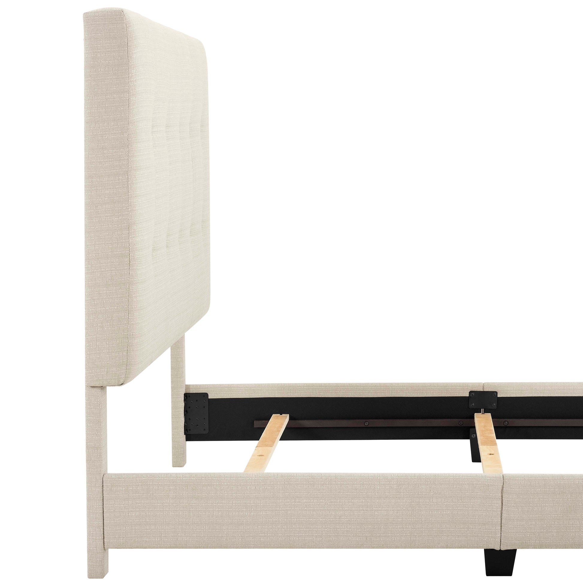 Queen Size Beige Tufted Upholstered Platform Bed Box Spring Required Queen Beige Wood Bedroom Contemporary,Modern,Transitional Bed Frame Foam Polyester Polyester