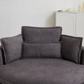 52' Swivel Accent Barrel Modern Grey Sofa Lounge Club Big Round Chair With Storage Ottoman Chenille Fabric For Living Room Hotel With 4 Pillows Grey Foam Chenille