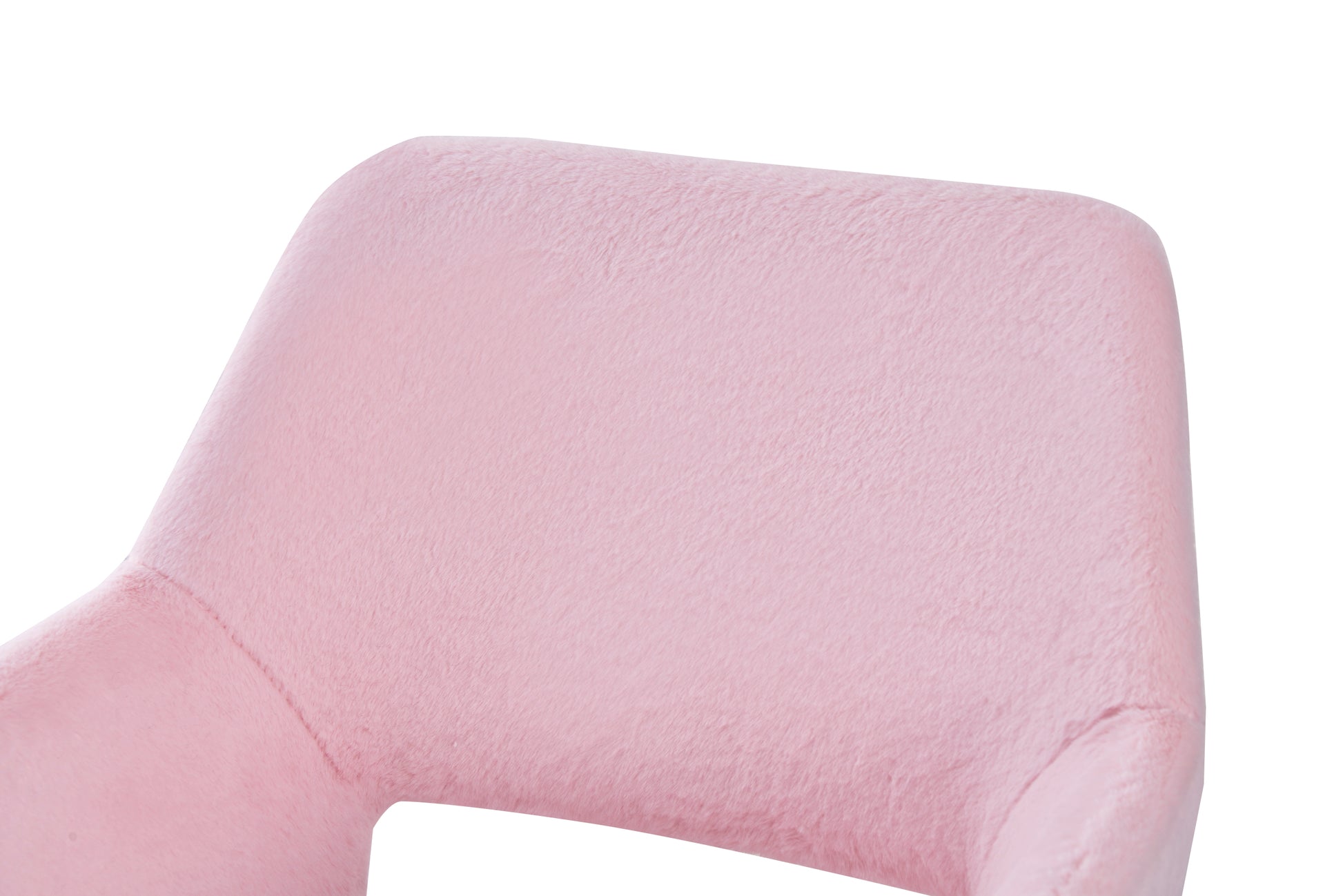 Pink Faux Fur Vanity Chair, Cute Vanity Chair For Girls Women Modern Upholstered Faux Fur Armchair With Metal Legs For Makeup Bedroom Living Room Pink Beige Brown Fabric