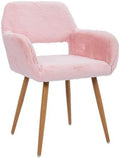 Pink Faux Fur Vanity Chair, Cute Vanity Chair For Girls Women Modern Upholstered Faux Fur Armchair With Metal Legs For Makeup Bedroom Living Room Pink Beige Brown Fabric