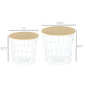 Homcom End Tables Set Of 2, Nesting Tables With Storage, Round Accent Side Tables With Removable Top For Living Room, Bedroom, White Natural White Mdf
