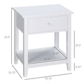Homcom End Table, 2 Tier Side Table With Drawer And Storage Shelf, Modern Beside Table For Bedroom, Living Room, White White Mdf