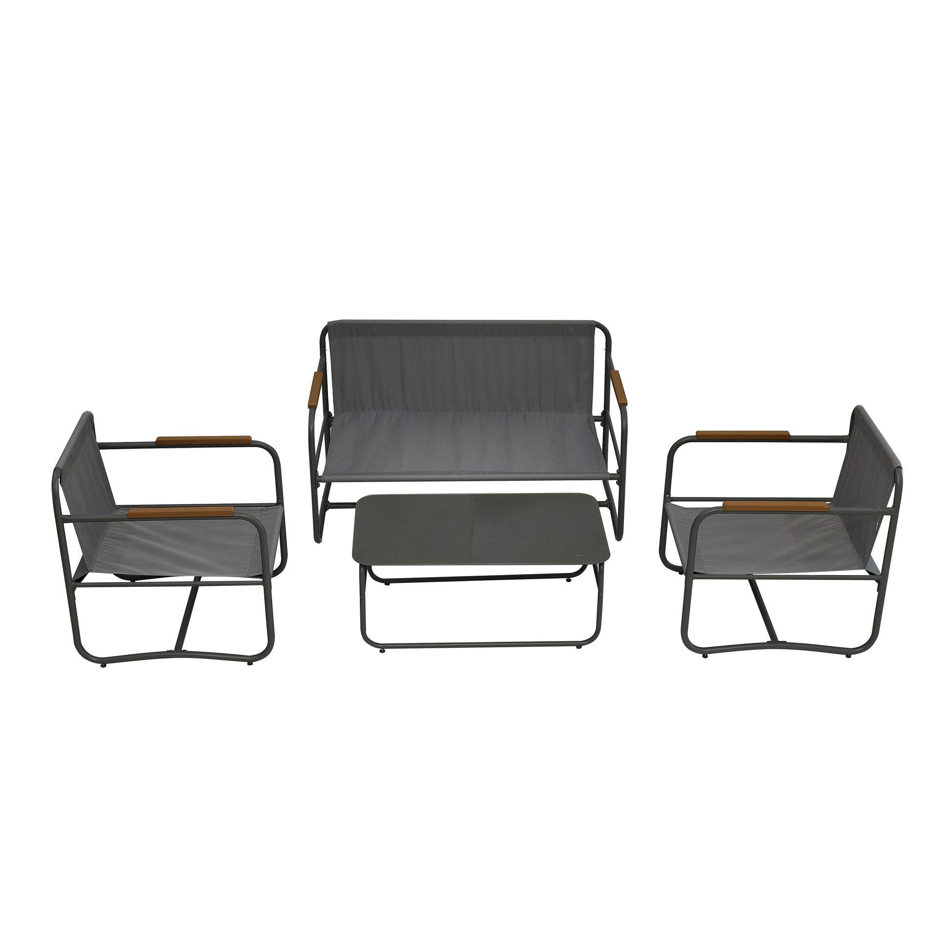 4 Piece Outdoor Patio Furniture Sets, Patio Conversation Set With Removable Seating Cushion, Courtyard Patio Set For Home, Yard, Poolside Grey Gray Aluminum