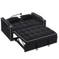 55.51 Inch Versatile Foldable Sofa Bed In 3 Lengths, Modern Sofa Sofa Sofa Velvet Pull Out Bed, Adjustable Back And With Usb Port And Ashtray And Swivel Phone Stand Black Black Velvet Wood Primary Living Space Medium Soft Cushion Back Delicate Duty
