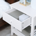 Homcom End Table, 2 Tier Side Table With Drawer And Storage Shelf, Modern Beside Table For Bedroom, Living Room, White White Mdf
