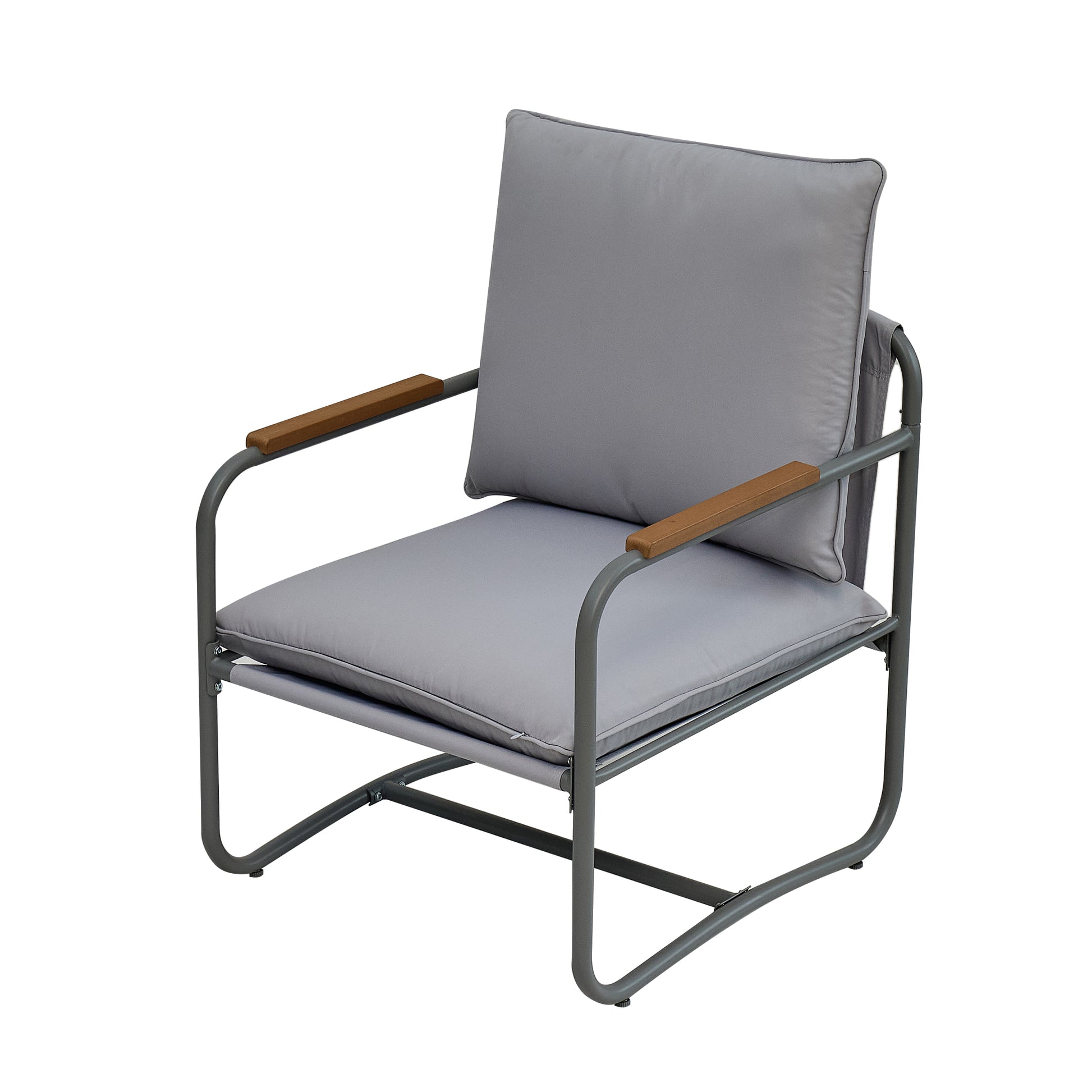 4 Piece Outdoor Patio Furniture Sets, Patio Conversation Set With Removable Seating Cushion, Courtyard Patio Set For Home, Yard, Poolside Gray Aluminum