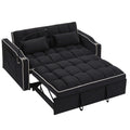 55.51 Inch Versatile Foldable Sofa Bed In 3 Lengths, Modern Sofa Sofa Sofa Velvet Pull Out Bed, Adjustable Back And With Usb Port And Ashtray And Swivel Phone Stand Black Black Velvet Wood Primary Living Space Medium Soft Cushion Back Delicate Duty