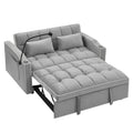 55.51 Inch Versatile Foldable Sofa Bed In 3 Lengths, Modern Sofa Sofa Sofa Velvet Pull Out Bed, Adjustable Back And With Usb Port And Ashtray And Swivel Phone Stand Grey Grey Velvet Wood Primary Living Space Medium Soft Cushion Back Delicate Duty
