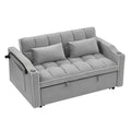 55.51 Inch Versatile Foldable Sofa Bed In 3 Lengths, Modern Sofa Sofa Sofa Velvet Pull Out Bed, Adjustable Back And With Usb Port And Ashtray And Swivel Phone Stand Grey Grey Velvet Wood Primary Living Space Medium Soft Cushion Back Delicate Duty