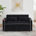 55.51 Inch Versatile Foldable Sofa Bed In 3 Lengths, Modern Sofa Sofa Sofa Velvet Pull Out Bed, Adjustable Back And With Usb Port And Ashtray And Swivel Phone Stand Black Black Velvet Wood Primary Living Space Medium Soft Cushion Back Delicate Duty