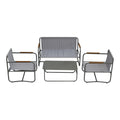 4 Piece Outdoor Patio Furniture Sets, Patio Conversation Set With Removable Seating Cushion, Courtyard Patio Set For Home, Yard, Poolside Gray Aluminum