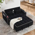55.51 Inch Versatile Foldable Sofa Bed In 3 Lengths, Modern Sofa Sofa Sofa Velvet Pull Out Bed, Adjustable Back And With Usb Port And Ashtray And Swivel Phone Stand Black Black Velvet Wood Primary Living Space Medium Soft Cushion Back Delicate Duty