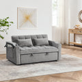 55.51 Inch Versatile Foldable Sofa Bed In 3 Lengths, Modern Sofa Sofa Sofa Velvet Pull Out Bed, Adjustable Back And With Usb Port And Ashtray And Swivel Phone Stand Grey Grey Velvet Wood Primary Living Space Medium Soft Cushion Back Delicate Duty