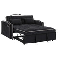 55.51 Inch Versatile Foldable Sofa Bed In 3 Lengths, Modern Sofa Sofa Sofa Velvet Pull Out Bed, Adjustable Back And With Usb Port And Ashtray And Swivel Phone Stand Black Black Velvet Wood Primary Living Space Medium Soft Cushion Back Delicate Duty