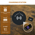 Homcom End Table With Wireless Charging Station And 2 Usb Ports, Small Side Table With 2 Tier Storage, Drawer For Living Room, Bedroom, Rustic Brown Brown Particle Board