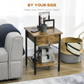 Homcom End Table With Wireless Charging Station And 2 Usb Ports, Small Side Table With 2 Tier Storage, Drawer For Living Room, Bedroom, Rustic Brown Brown Particle Board