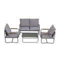 4 Piece Outdoor Patio Furniture Sets, Patio Conversation Set With Removable Seating Cushion, Courtyard Patio Set For Home, Yard, Poolside Gray Aluminum