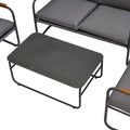 4 Piece Outdoor Patio Furniture Sets, Patio Conversation Set With Removable Seating Cushion, Courtyard Patio Set For Home, Yard, Poolside Grey Gray Aluminum