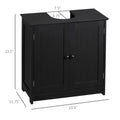 Homcom Under Sink Bathroom Cabinet With 2 Doors And Shelf, Pedestal Sink Bathroom Vanity Cabinet, Black Black Mdf