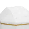 6 Inches Marble Frame Octagonal Orb With Stable Base, White White Marble