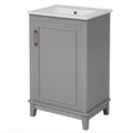 Viedo 20 Inch Modern Small Bathroom Vanity Cabinet With Ceramic Basin 20*15.5*33.3 Inches,Ample Storage,1 Soft Close Door Gray Solid Wood Mdf