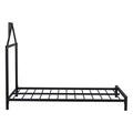 Twin Size Metal Platform Bed With House Shaped Headboard Design, Black Black Metal